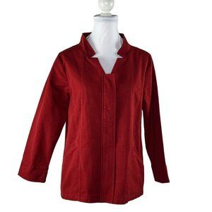 Amelline Size M Red Canvas Zip Up Coat Jacket Womens